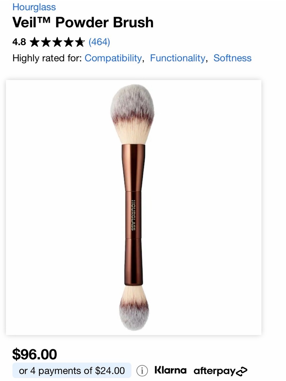 Hourglass Dual-Ended Powder Brush in Copper and White-Tip Bristles